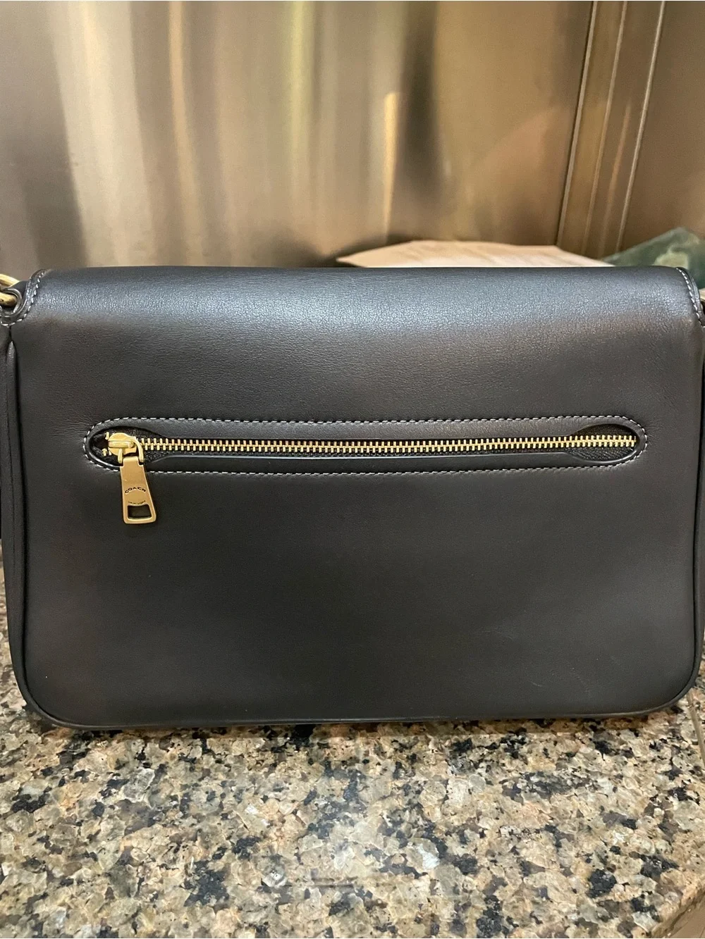 Coach Black Leather Tabby Shoulder Bag with Gold 'C' Closure